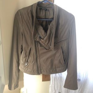 Ark & Co vegan leather Moto jacket- brown- sz: s